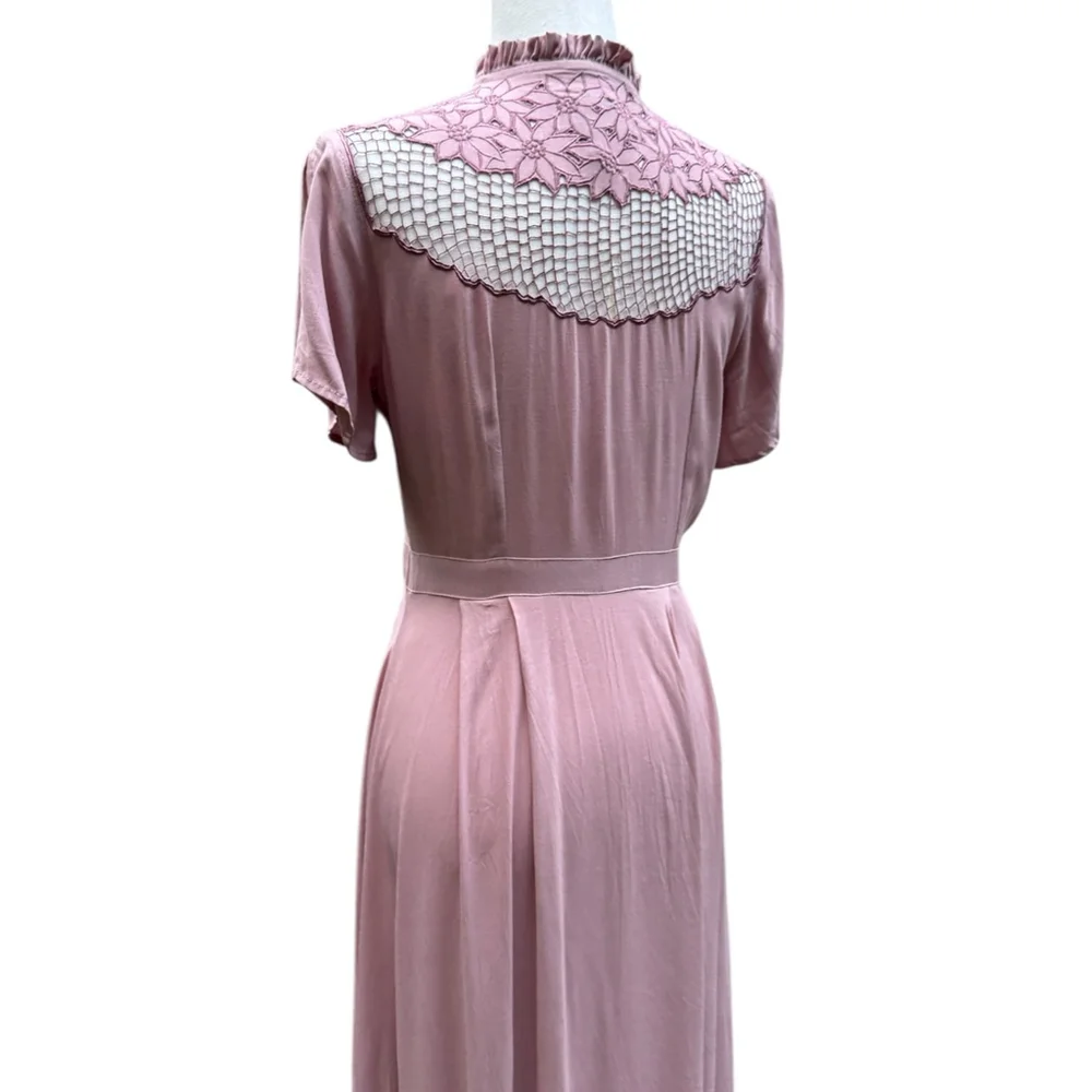 Cleobella Size Small Pink Mauve Lace Maxi Dress - Picture 9 of 16